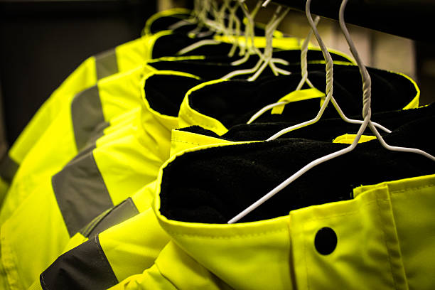 High visibility jackets on hangers